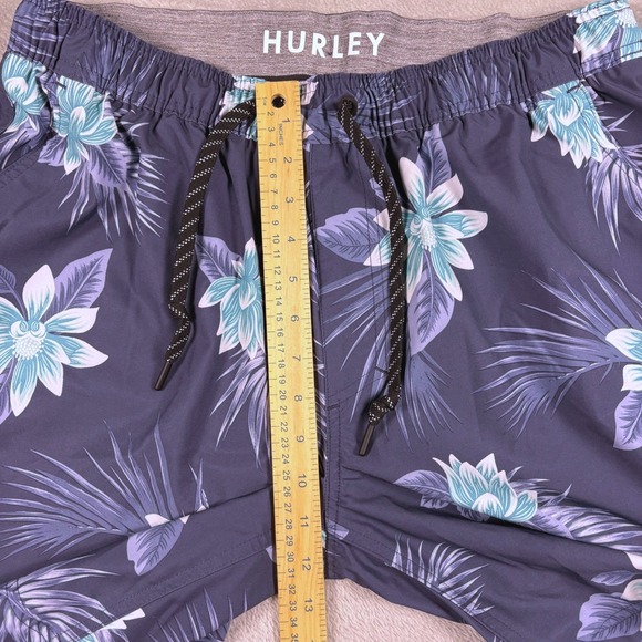 Hurley Mens XL Blue Floral Swim Trunks Compression Liner Board Shorts Resort - Picture 11 of 13